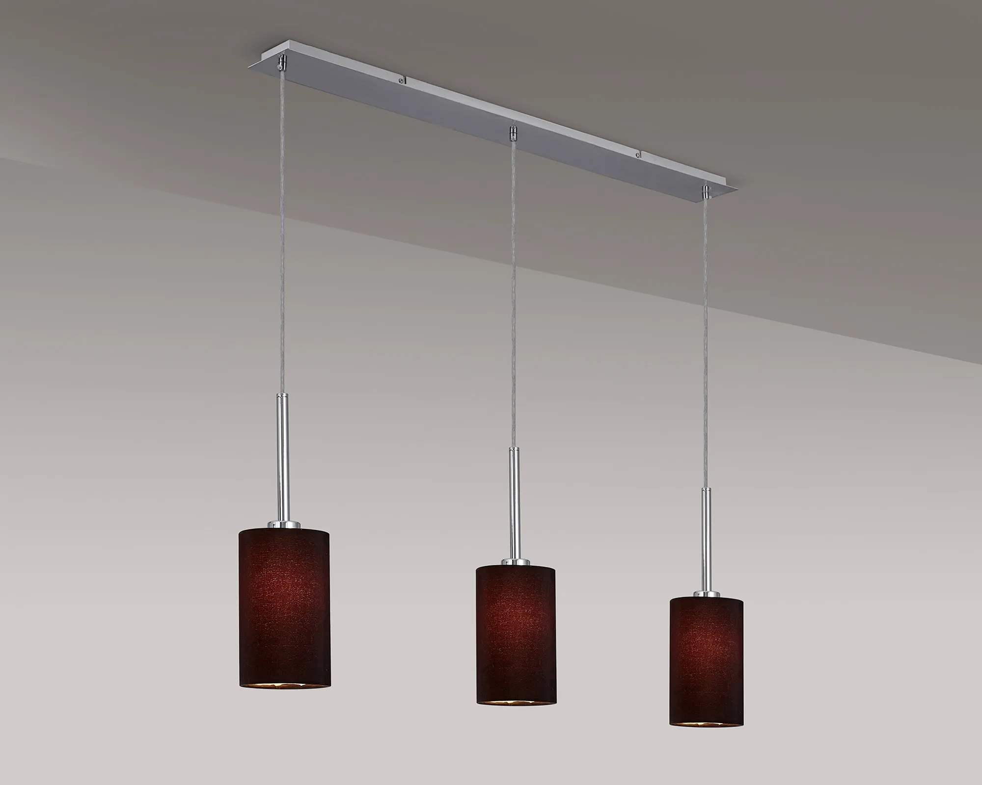 Baymont 12cm Shade 3 Light Pendant Polished Chrome, Black/White DK0767  Deco Baymont CH BL